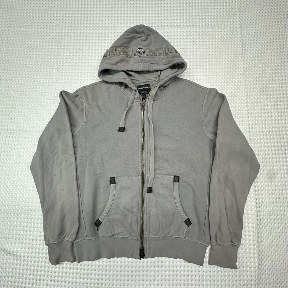 Emporio Armani Sean Basic Fit Grey Full Zip Hoodie
 Sz Medium